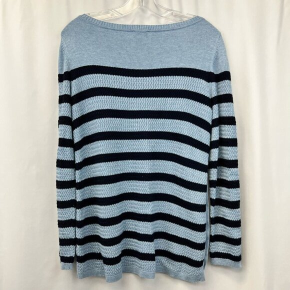 Talbots Womens Pullover Sweater Blue Striped Long Sleeve Round Neck Petites S - Picture 2 of 10
